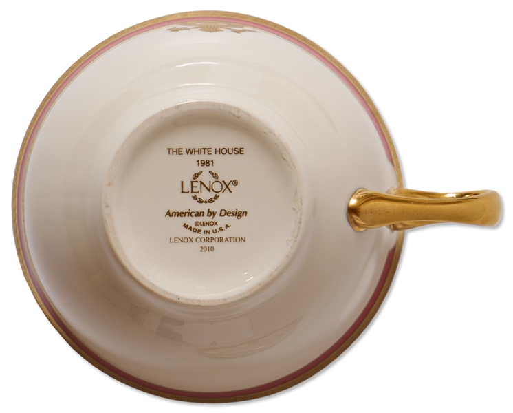 Ronald Reagan White House Cup & Saucer China from the Lenox Exhibit Collection -- Formal Design Used for State Dinners