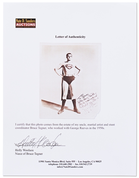 George Reeves Signed Photo as Superman -- Reeves Inscribes the Photo to His Stunt Coordinator, ''Flying was no good without my lessons''