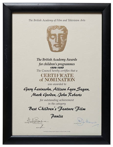 BAFTA Nomination for ''Paulie'' in the Category of Best Children's Feature Film