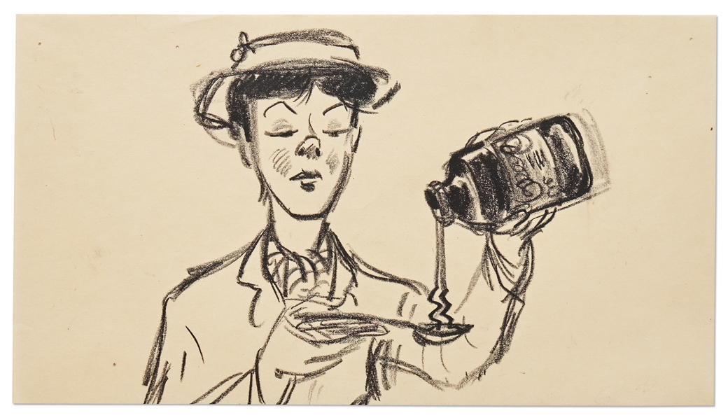 ''Mary Poppins'' Storyboard Artwork -- Mary Poppins Pours a Spoonful of Medicine