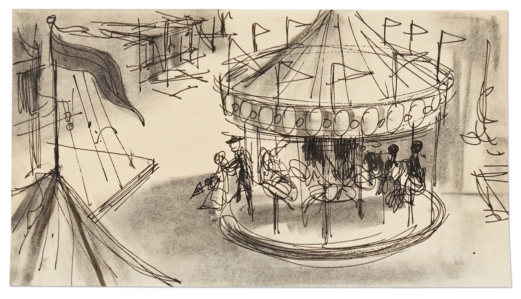 ''Mary Poppins'' Storyboard Artwork -- Showing the Carousel from the ''Jolly Holiday'' Sequence