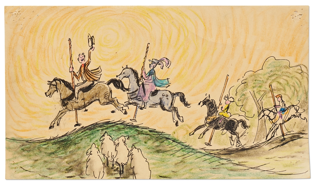 ''Mary Poppins'' Storyboard Artwork -- Mary, Bert, Jane & Michael Ride the Carousel Horses