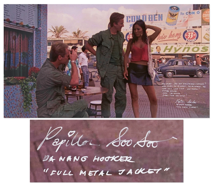 Papillon Soo Soo Signed ''Full Metal Jacket'' Photo -- Perhaps One of the Most Iconic Cameos in 20th Century Movies