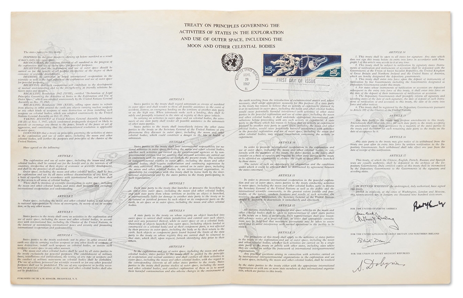 Robert F. Kennedy Signed Copy of the ''Space Treaty'' Adopted by the U.S., U.S.S.R. and U.K. in 1967