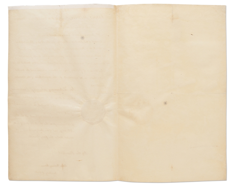 James Monroe Document Signed as President, Recognizing the Swedish Counsul in Philadelphia -- Countersigned by John Quincy Adams as Secretary of State