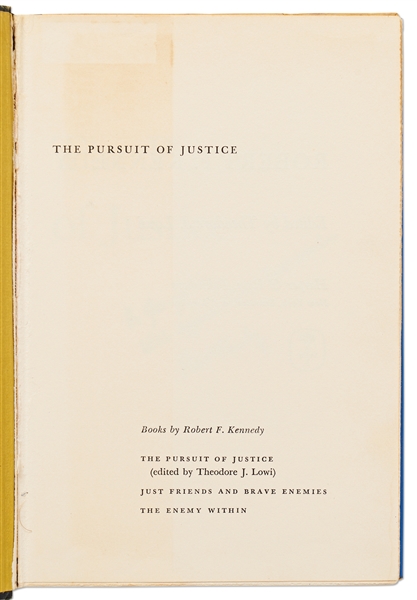 Robert F. Kennedy Signed First Edition of ''The Pursuit of Justice''