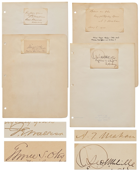 Lot of 24 Military Autographs Including George Meade, John Mosby, Hap Arnold, Wade Hampton, Philip Sheridan, John J. Pershing & Nelson Miles