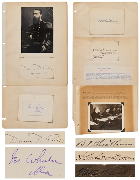 Lot of 24 Military Autographs Including George Meade, John Mosby, Hap Arnold, Wade Hampton, Philip Sheridan, John J. Pershing & Nelson Miles