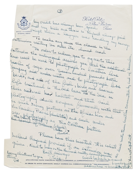 Ernest Hemingway Autograph Letter Twice-Signed and Additionally Initialed Three Times -- ''I am having the original MSS of 'A Farewell to Arms' and 'For Whom the Bell Tolls' ...appraised.''