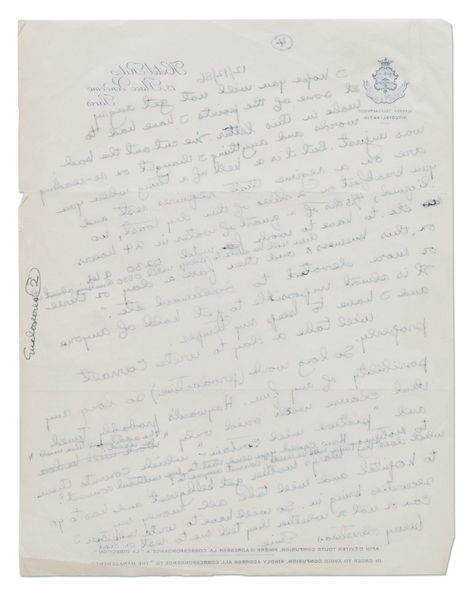 Ernest Hemingway Autograph Letter Twice-Signed and Additionally Initialed Three Times -- ''I am having the original MSS of 'A Farewell to Arms' and 'For Whom the Bell Tolls' ...appraised.''