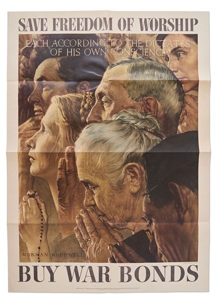 Norman Rockwell ''Four Freedoms'' Posters -- Complete Set of Four from 1943 in Near Fine Condition