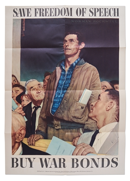 Norman Rockwell ''Four Freedoms'' Posters -- Complete Set of Four from 1943 in Near Fine Condition