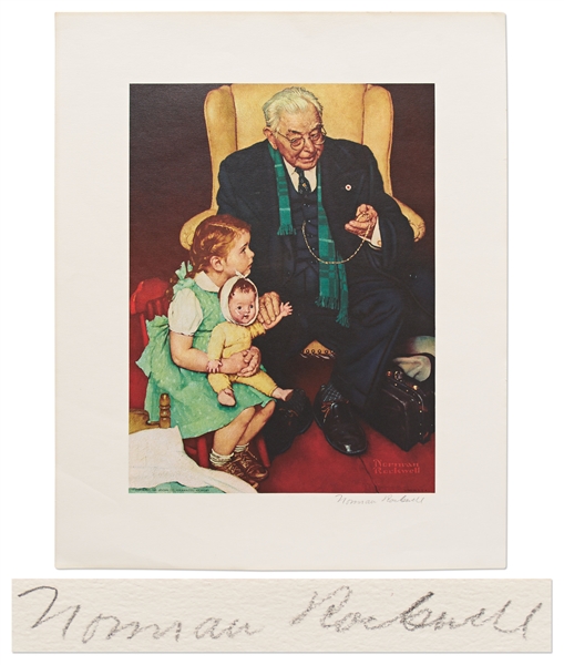 Norman Rockwell Signed Lithograph of His 1940 Painting, ''Doctor and Doll''