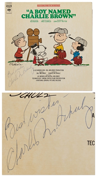 Charles Schulz Signed Record Album ''A Boy Named Charlie Brown'' -- Without Inscription