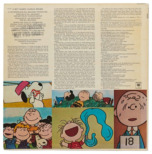 Charles Schulz Signed Record Album ''A Boy Named Charlie Brown'' -- Without Inscription