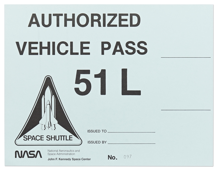 NASA Vehicle Pass for Space Shuttle Challenger STS-51-L