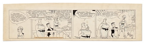 Chic Young Hand-Drawn Blondie Comic Strip From 1931 -- Blondie Makes Dagwood Jealous
