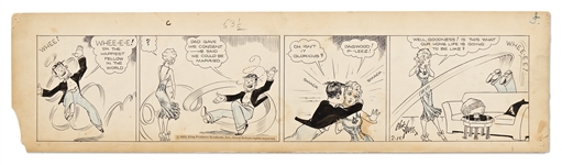 Chic Young Hand-Drawn Blondie Comic Strip From 1932 -- Dagwood & Blondie Get Consent to Marry!