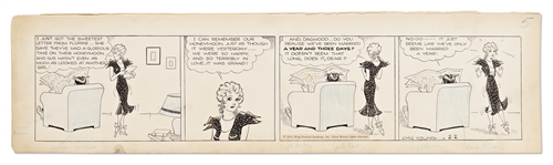 Chic Young Hand-Drawn Blondie Comic Strip From 1934 -- Blondie & Dagwood Celebrate Their Year-ish Anniversary