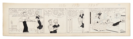 Chic Young Hand-Drawn Blondie Comic Strip From 1934 -- Thanksgiving Day Theme
