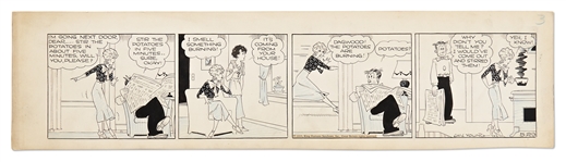 Chic Young Hand-Drawn Blondie Comic Strip From 1935 -- Dagwood (Over) Cooks Dinner