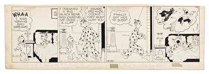 Chic Young Hand-Drawn Blondie Comic Strip From 1944 -- Dagwood Consoles Cookies Bad Dream and Scares Himself