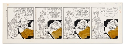 Chic Young Hand-Drawn Blondie Comic Strip From 1974 -- Dagwood Buys a Little More Sleeping Time