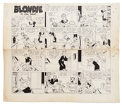Chic Young Hand-Drawn Blondie Sunday Comic Strip From 1946 -- Dagwood Figures Out Blondies Hiding Spot