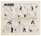 Chic Young Hand-Drawn Blondie Sunday Comic Strip From 1955 -- Dagwood Does the Right Thing and Still Cant Win