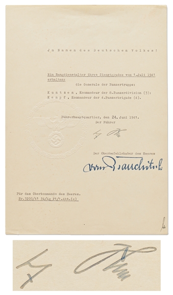 Adolf Hitler Document Signed on 24 June 1941, Two Days After the Start of Operation Barbarossa