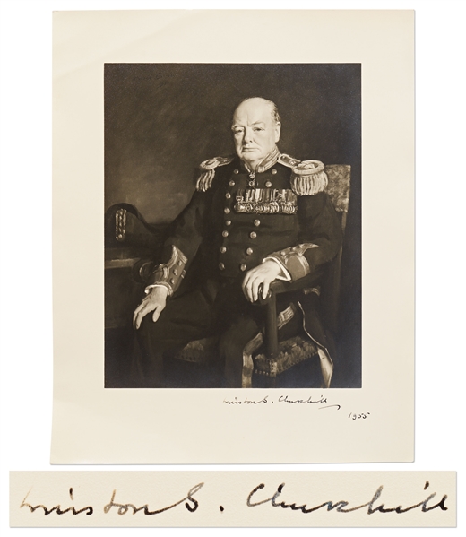 Winston Churchill Large Signed Photograph -- Measures 12'' x 15''