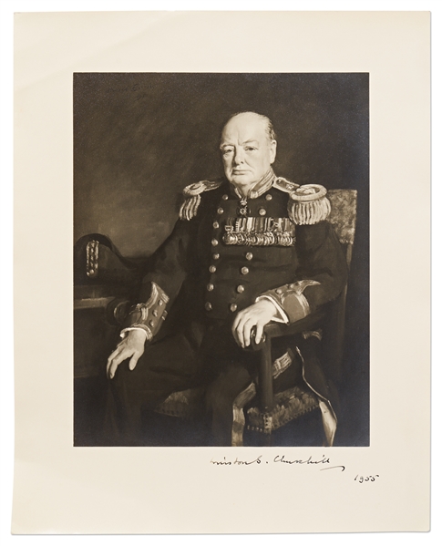 Winston Churchill Large Signed Photograph -- Measures 12'' x 15''