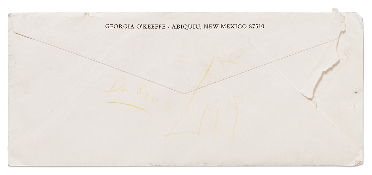 Georgia O'Keeffe Autograph Letter Signed Regarding Her Famous Painting, ''Pink Abstraction'' -- ''...I went to Lake George in the spring I painted that 'Pink Abstraction...''