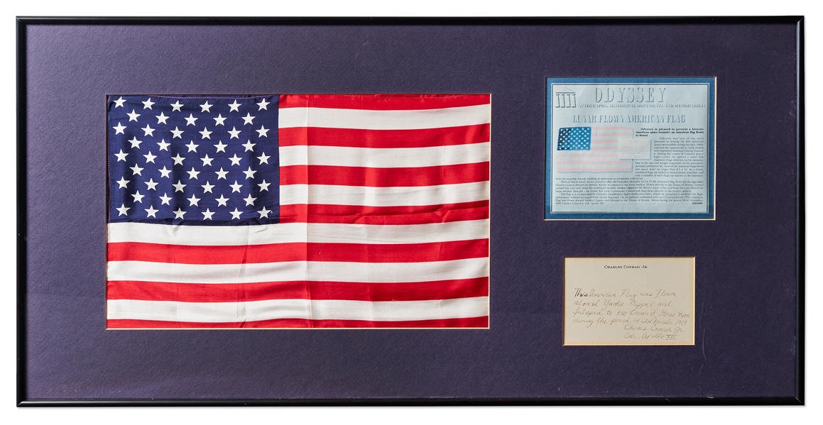 Large Apollo 12 Lunar Flown Flag Measuring 17'' x 11.5'' -- With LOA Signed by Apollo 12 Commander Charles Conrad