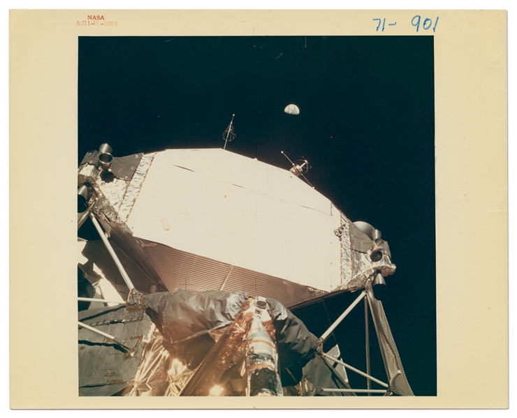 Apollo 11 Red Number Photo of the Lunar Module with Earth in the Background Sky -- Printed on ''A Kodak Paper''