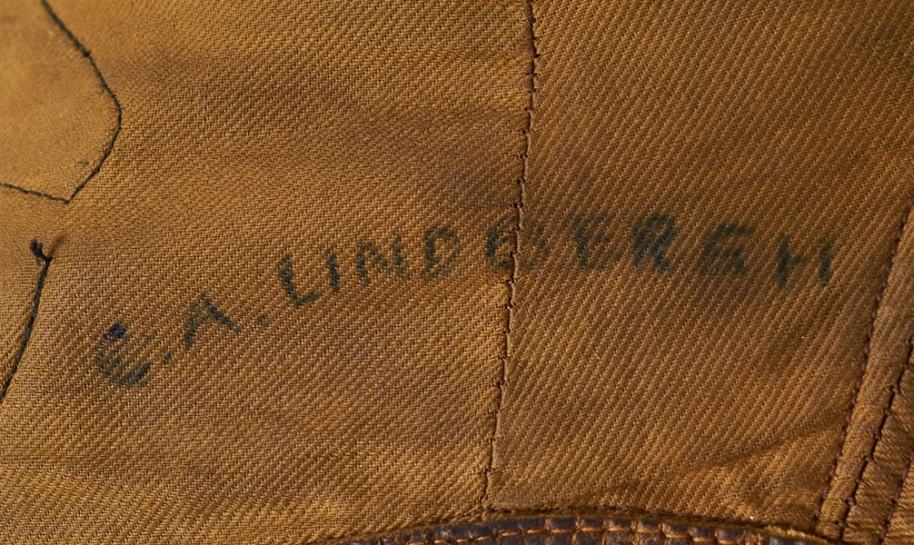 Charles Lindbergh Personally Owned Flight Cap & Headphones -- With Lindbergh Autograph Note Signed, Written to Himself in 1933, Documenting His Ownership -- With JSA COA