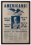 Woodrow Wilson Political Poster from 1918 -- Asks Voters to Give Wilson a Democratic Congress