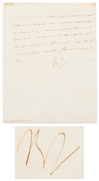 Napoleon Bonaparte Letter Signed with Military Content -- Dated 16 January 1813 Shortly After Napoleon's Disastrous Retreat from Russia