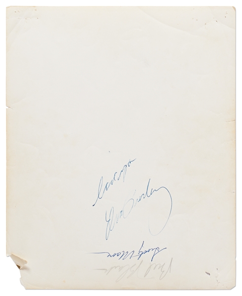 Elvis Presley Signature on Reverse of Publicity Photo, ''love ya / Elvis Presley'' -- Also Signed by Bill Black & Scotty Moore, Dating the Photo to 1954, Possibly at Elvis' First Recording Session