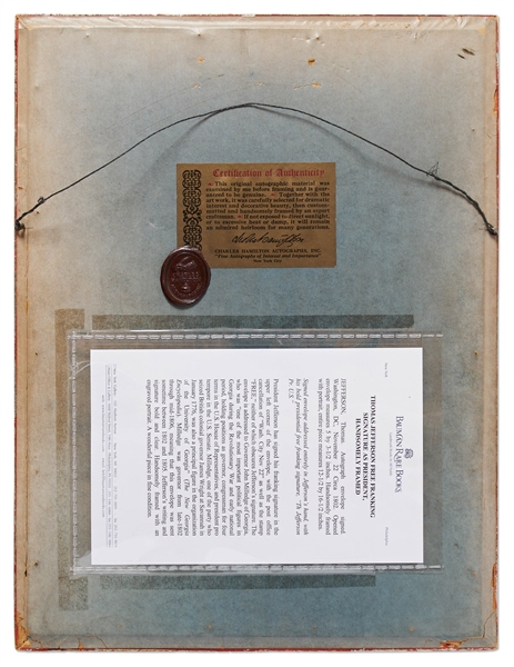 Thomas Jefferson Presidential Free Frank Signature on a Holograph Envelope Entirely in Jefferson's Hand -- Jefferson Addresses Cover to Georgia Governor John Milledge