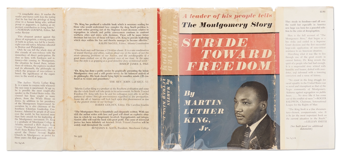 Martin Luther King Signed First Edition, First Printing of ''Stride Toward Freedom'' in Original Dust Jacket -- Bold Signature Without Inscription -- Scarce