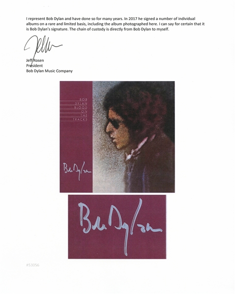 Bob Dylan Signed Album ''Blood on the Tracks'' -- With Jeff Rosen COA