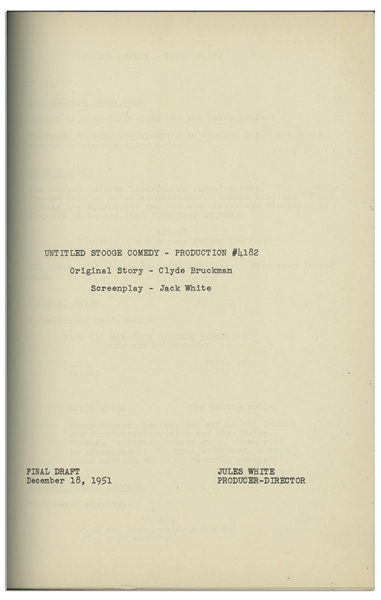 Moe Howard's Personally Owned Script for The Three Stooges 1953 Film ''Up in Daisy's Penthouse''