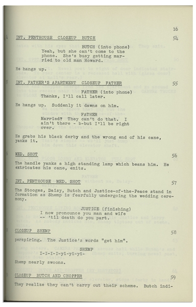 Moe Howard's Personally Owned Script for The Three Stooges 1953 Film ''Up in Daisy's Penthouse''