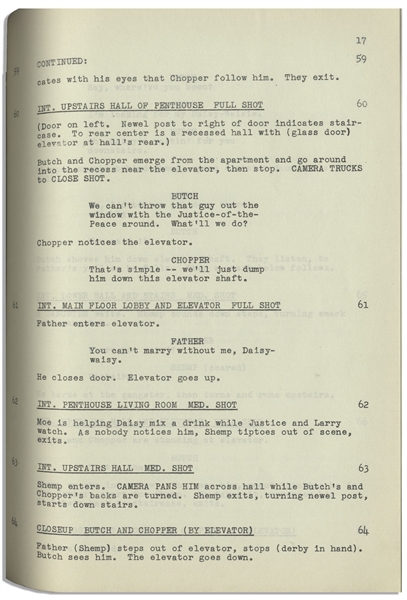 Moe Howard's Personally Owned Script for The Three Stooges 1953 Film ''Up in Daisy's Penthouse''