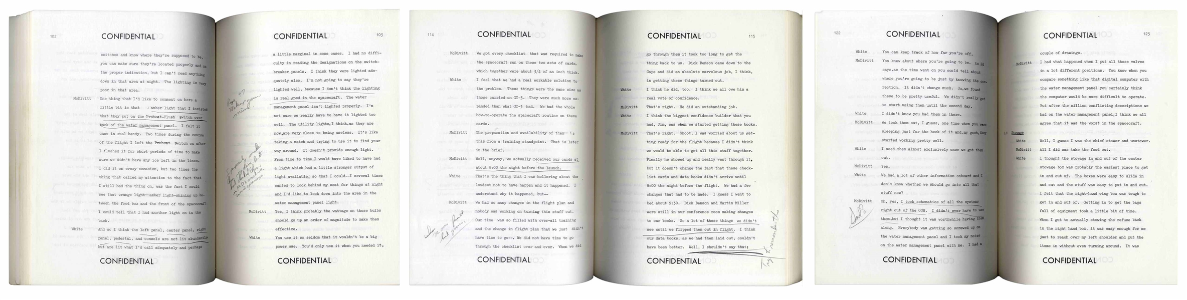 Gus Grissom Personally Owned Debriefing Report for Gemini 4, Heavily Hand-Edited by Grissom: ''Kick his ass!!'' and ''Did they have a moon on dark side?''