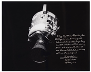 Fred Haise Signed 20 x 16 Photo of Apollo 13s Damaged Service Module -- ...And we had a pretty large bang...