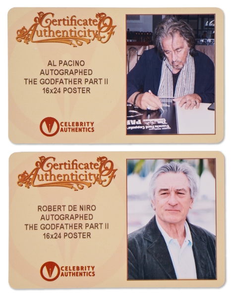 Robert DeNiro Al Pacino Signed ''The Godfather II'' 16'' x 24'' Photo of the Movie Poster