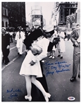 Photo of the Iconic Times Square Kiss by Alfred Eisenstaedt, Celebrating the End of World War II -- Signed by the Couple Greta Zimmer & George Mendonsa -- Photo Measures 11 x 14, With PSA/DNA COA