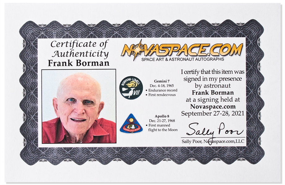 Frank Borman Signed 20'' x 16'' ''Earthrise'' Photo -- With Novaspace COA
